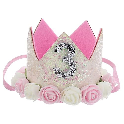 FOMIYES 2st Baby Krone Geburtstagshut Tiara-kopfschmuck Zum 3. Geburtstag Funkelnder Blumen-haarreifen Baby Geburtstag Tiara Europäisch Und Amerikanisch Vlies Geburtstag Liefert Kleinkind von FOMIYES