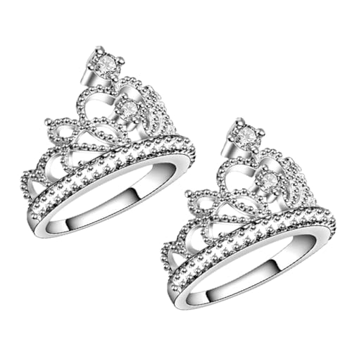 FOMIYES 2 Stück Krone Ringe für Damen Stilvolle Zirkonia Hochzeitsringe Einzigartiger Schmuck für Frauen Funkelnde Verlobungsringe Vielseitige Accessoires von FOMIYES