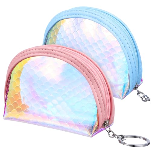 FOMIYES 2stücke Meerjungfrau-geldbörse Mit Reißverschluss Kleine Münzbörse Für Frauen Süße Mini-geldbörse Als Make-up-Tasche Oder Schlüsselanhänger Mit Metallclip von FOMIYES
