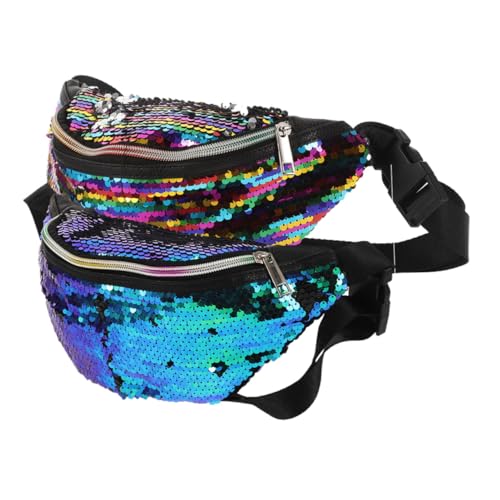 FOMIYES 2stücke Damen Meerjungfrau Pailletten Bauchtasche Verstellbare Umhängetasche Für Outdoor-aktivitäten Handy-Wallet Regenbogen Und Praktische -Accessoires von FOMIYES