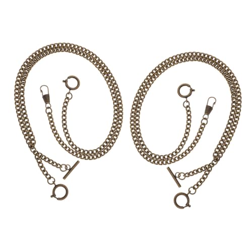 FOMIYES 2 Stück Metall Taschenuhrenkette mit O Ring Mittelglied Sichere Verbindung Klassische Vintage Kette für Westen Geldbörsen DIY Kleidung Herren Accessoire für Formelle und Freizeit von FOMIYES