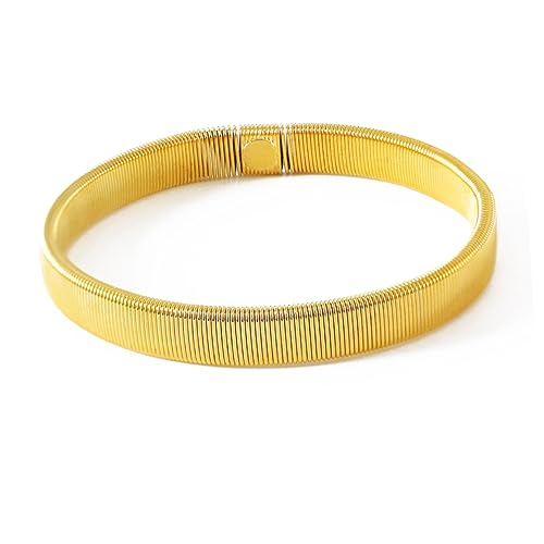 FOMIYES 2 Stück Metallfederarmband Armbinde Manschettenknopf Armbandmanschette Armreifen Manschettenarmbänder Manschettenarmelement Ärmelbündchen Armmanschette Golden von FOMIYES