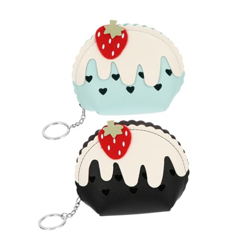FOMIYES 2stücke Erdbeerblase Geldbörse Für Mädchen Kleine Reißverschlusstasche Süße Kawaii-geldbörse Reisetasche Visitenkartenetui Praktischer Organizer von FOMIYES
