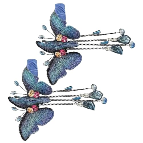 FOMIYES 2 Stück Modische Haarklammern mit Blauer Schmetterlings quaste Robuste für Frauen Modischer Haarschmuck für Alltag und Hochzeit Langlebig und Farbintensiv von FOMIYES