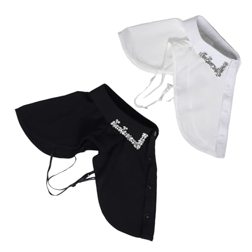 FOMIYES 2stücke Damen Fake-kragen Mit Strass-akzenten Abnehmbarer Kunst-kragen Für Frauen Winter Strass-halbkragen Für Blusen Und Hemden von FOMIYES