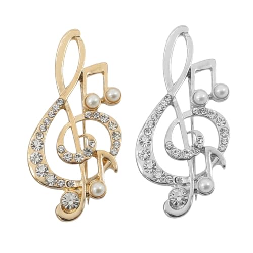 FOMIYES 2 Stück Musiknoten Broschen Gold Silber Anstecknadeln als Kleidung Dekoration für Frauen Geeignet für Hochzeit Business Party und Besondere Anlässe von FOMIYES
