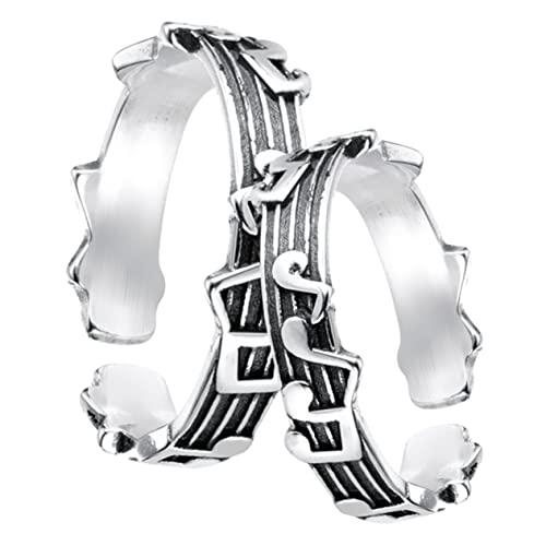 FOMIYES 2 Stück Musiknoten Paarring Teilig Offener Kupferring Verstellbar Vintage Design für Damen Herren Schmuck von FOMIYES