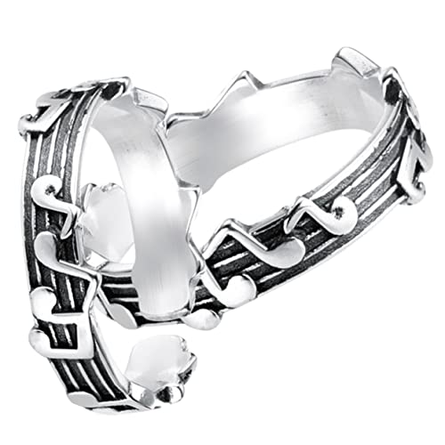 FOMIYES 2 Stück Musiknoten Ringe für Verstellbar Retro Modisches Schmuckdesign Fingerdekoration für Damen Herren für Valentinstag Geburtstage von FOMIYES