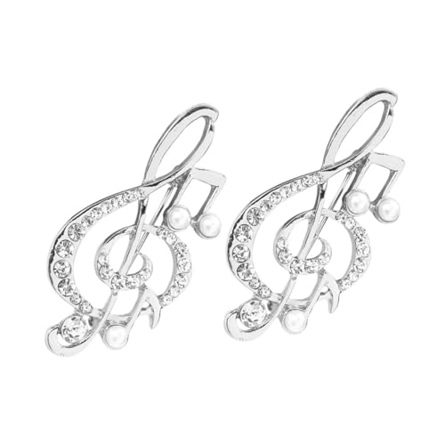 FOMIYES 2 Stück Musiknoten broschen Silber mit Perle und Strass Modische für Kleidung Hüte Taschen Eleganter Modeschmuck Kreative Festival deko von FOMIYES