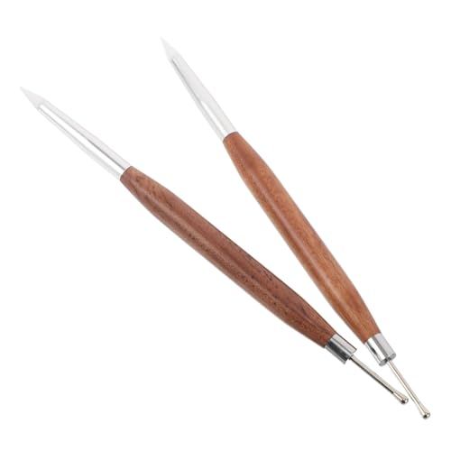 FOMIYES 2 Stück Nail Art Skulptur Stift mit Ergonomischem Sandelholzgriff Doppelseitiger Silikon Carving Pen für Präzises Zeichnen Formen und Prägen Vielseitig für Profi und Anfänger für von FOMIYES