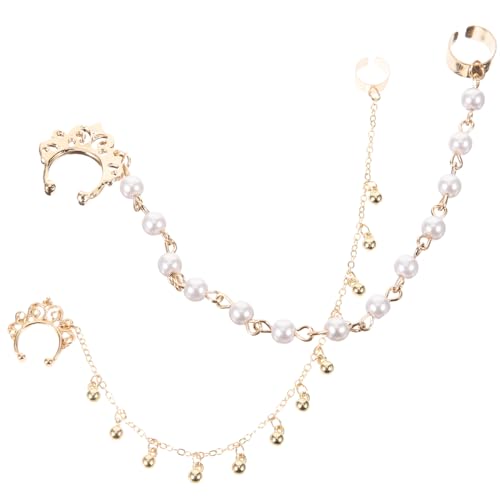 FOMIYES 2 Stück Nasenring mit Quaste und Kette Indianischer Stil Geometrischer Punk Ohr und Nasenschmuck Goldfarbene Ohr zu Nase Kette Leicht Langlebig Modisches Accessoire für Damen von FOMIYES
