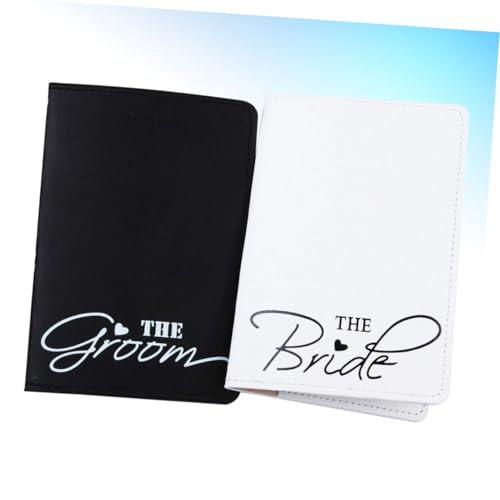 FOMIYES 2 Stück PU Reisepasshülle für Multifunktionaler Reiseorganizer mit Kartenfach Leichte und Tragbare Reisepass Tasche für Herren und Damen Schwarz und Weiß Passport Pouch von FOMIYES