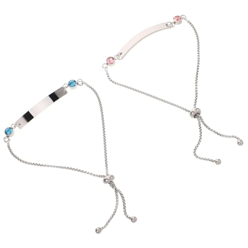 FOMIYES 2stücke Paararmbänder Aus Edelstahl Verstellbar Mit Strass-anhänger Für Damen Und Herren Personalisierbar Mit Gravur Passende Geschenke von FOMIYES