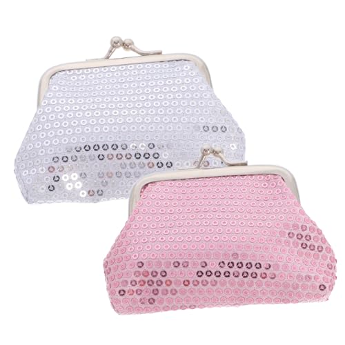 FOMIYES 2 Stück Pailletten Münzbeutel für Mini Portemonnaies mit Glitzer Leichter und Kompakter Geldbeutel mit Kiss-Lock Verschluss für Münzen Kleine Accessoires und Taschengeldverwaltung von FOMIYES