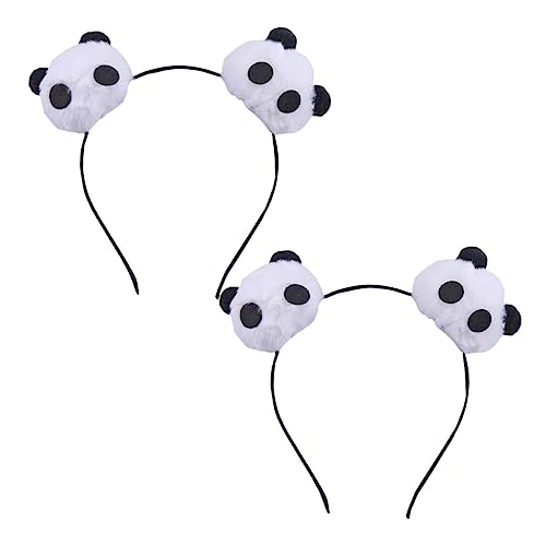 FOMIYES 2st Kopfschmuck Tierhaarreifen Kreative Kopfbedeckungen Panda-kopfbedeckung Panda-kopf-reifen Plüsch Haarband Haarnadel Weiß Reisen Niedlich von FOMIYES