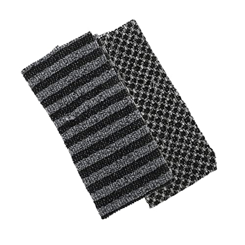 FOMIYES 2 Stück Peeling Rückenreinigertücher Doppelseitige Körperpeeling Handtücher für Sanfte Hautreinigung für Zuhause und Unterwegs Schwarz Gestreift und Kariert von FOMIYES