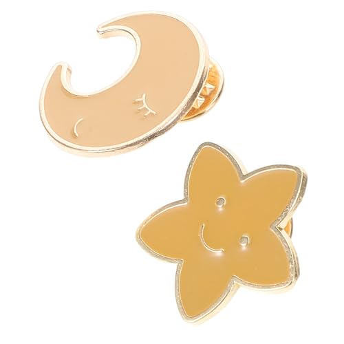 FOMIYES 2 Stück Pentagramm Brosche Emaille Pins Gold Pin Stern Anstecker Anstecknadeln Bulk Mond Brosche Stern Brosche Pin Mond Stern Pins Stern Mond Pin Gelb Zinklegierung von FOMIYES