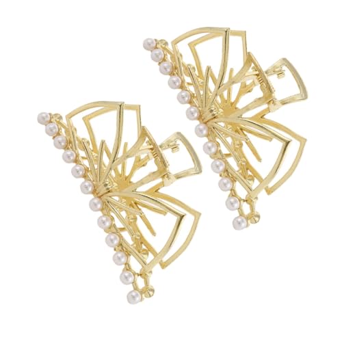 FOMIYES 2 Stück Perlen Haarklammer Metall Haarkralle Damen Haarspange Elegant Flexibel Langlebig für Dickes und Normales Haar Alltag Party Styling von FOMIYES
