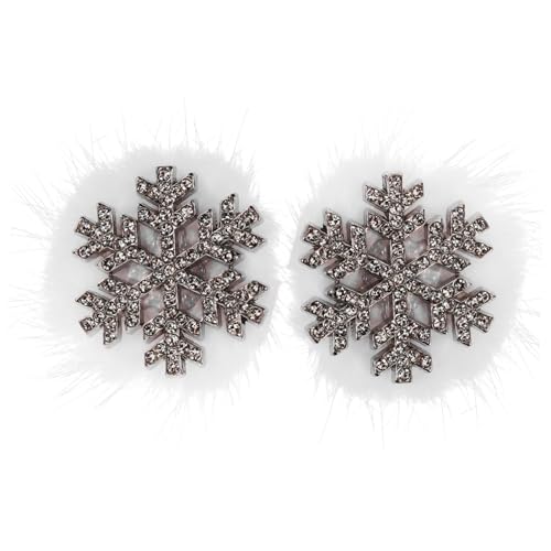 FOMIYES 2 Stück Plüsch Schneeflocken Haarklammern mit Strass Weihnachts Haarspangen für Damen Festlicher Haarschmuck für Partys und Feiertage Leicht und von FOMIYES