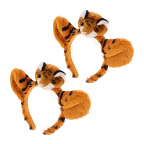 FOMIYES 2stücke Tigerohren Stirnband Mit Ohren Aus Plüsch Für Kostüm-partys Halloween-cosplay Und Themenveranstaltungen Bezauberndes Accessoire Für Mädchen von FOMIYES
