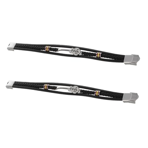 FOMIYES 2stücke Mehrschichtiges Punk-armband Für Herren Mit Gitarre-design Verstellbarer Pu-manschettenschmuck Für Partys Und Freizeitkleidung Für Musikliebhaber von FOMIYES