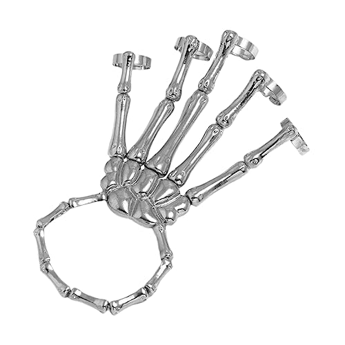 FOMIYES 2 Stück Punk Skelett Hand Armband Metalllegierung Extravaganter Schädel Schmuck für Herren Damen Halloween Accessoire Cooles Gothic Party Schmuckstück von FOMIYES