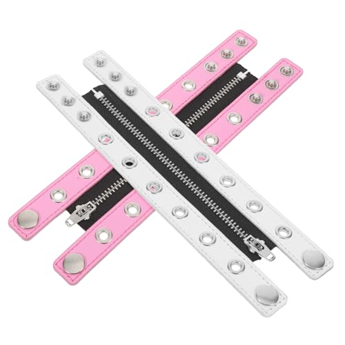 FOMIYES 2 Stück Punk-armbänder für Damen Verstellbare Pu-lederarmbänder mit Nieten und Zipper Rock-style Accessoire mit Runden Löchern Langlebiger Auffälliger Schmuck für Festivals und von FOMIYES