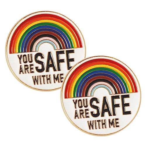 FOMIYES 2 Stück Regenbogen Emaille Broschen You Are Safe With Me Anstecknadeln für Jacken Metall Pins mit Langlebigem Farbdesign Geeignet als und Schmuckaccessoire von FOMIYES
