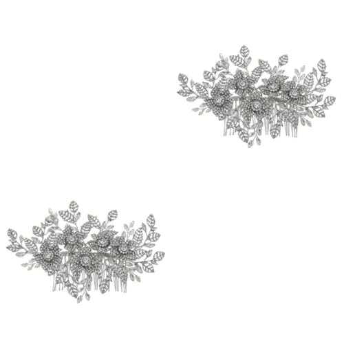 FOMIYES 2 Stück Retro Blattform Legierung Haarkamm Haarstil Accessoire Kristall Dekorative Damen Haarschmuck Für Partys von FOMIYES