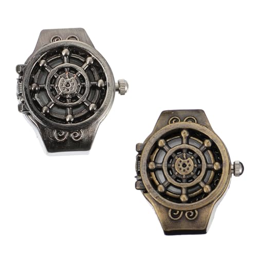 FOMIYES 2 Stück Retro Flipping Ring Watch Fingeruhr Design Schmuck Zeitmesser für Damen Herren Hochwertige von FOMIYES