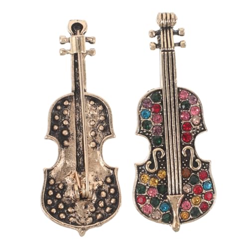 FOMIYES 2 Stück Retro Violine Strass Broschen für Damen Stilvolle Anstecknadeln für Kleider Strickjacken und Schals Künstlerischer Schmuck mit Musikalischem Design von FOMIYES