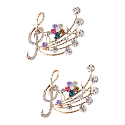 FOMIYES 2 Stück Rhinestone Musiknote Brosche für Damen Eleganter Schmuck für Kleidung für Schals Pullover Funkelnde Anstecknadel für Outfit Langlebig Detailverliebt Gestaltet von FOMIYES