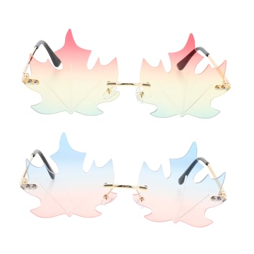 FOMIYES 2 Stück Rimless Retro Maple Leaf Sonnenbrille Trendige Party Eyewear für Damen Herren UV schutz Funky Brille für Musikfestivals Karneval Luau Außenveranstaltungen FOMIYES 2 Stück Rimless Retro Maple Leaf Sonnenbrille Trendige Party Eyewear für Damen Herren UV schutz Funky Brille für Musikfestivals Karneval Luau Außenveranstaltungen von FOMIYES