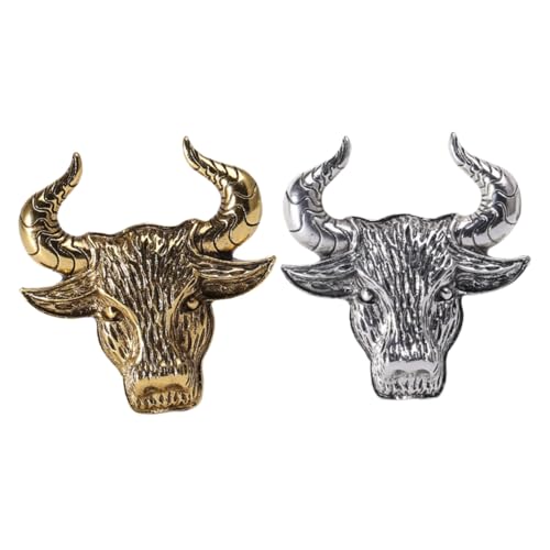 FOMIYES 2 Stück Rinds Kopf Broschen aus Langlebiger Legierung Vintage Anstecknadeln in Gold und Silber für Pullover Jacken Hüte Vielseitige Deko und Accessoires von FOMIYES