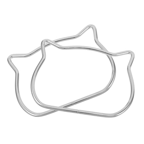 FOMIYES 2 Stück Ring mit Katzenkopf-Taschengriff geformt Ersatz häkeln klobig Katzenkopf Handgriffe DIY Taschen Zubehör kurze Handtaschengriffe Taschengriffe ersetzen Metall Silver von FOMIYES