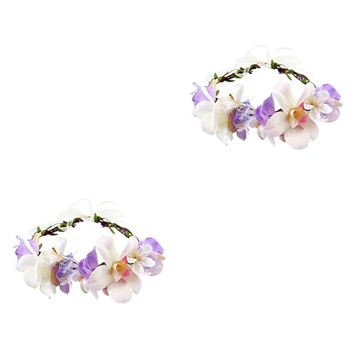 FOMIYES 2St Haarbänder Tiara Stirnband mit Blumenkrone Hochzeit Haarband floraler Kopfschmuck Blumenstirnbänder für Mädchen Blumenmädchenkrone frisch Kopfbedeckung Zubehör Kind von FOMIYES