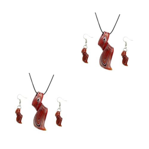 FOMIYES 2 Stück Rotes Spiralschmuck Set Damen Glasohrringe und Halskette Anhänger Baumelnd Eleganter Schmuck für Geburtstag Muttertag Hochzeit Party von FOMIYES
