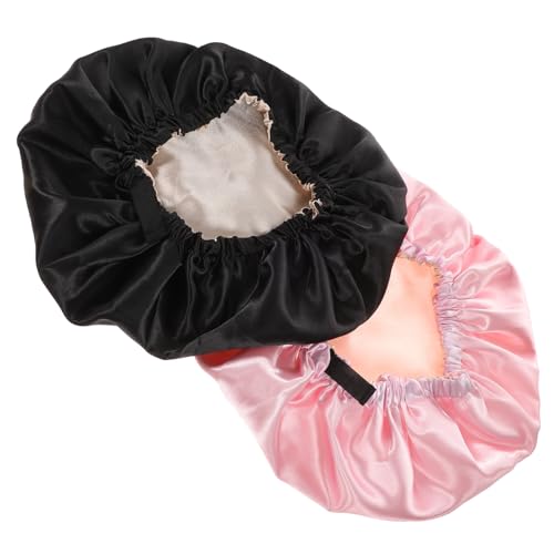 FOMIYES 2 Stück Satin Schlafhaube Damen Turban Bonnet Elastisch Verstellbar Doppeltes Satin Material Haarschutz Schlafmütze Komfortabel für Locken Zöpfe Natürliche Haare für Reise und von FOMIYES