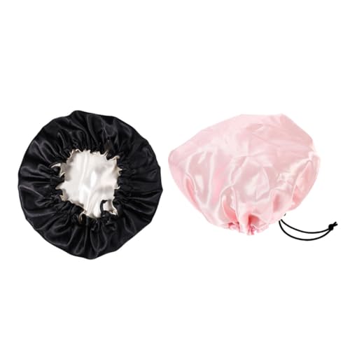 FOMIYES 2 Stück Satin Schlafmütze Elastische Atmungsaktive Haarschutz Mütze mit Verstellbarem Band Doppellagig für Mädchen und Jungen Weich Bequem Schützt vor Haarverfilzung Beim Schlafen von FOMIYES