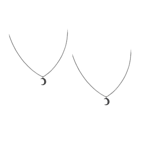 FOMIYES 2 Stück Schlichte Mond Halskette Silber Kurze Metallkette Schwarz Dekorativer Damen Schmuck Leicht und Langlebig Elegantes Accessoire für Alltag und Besondere Anlässe von FOMIYES