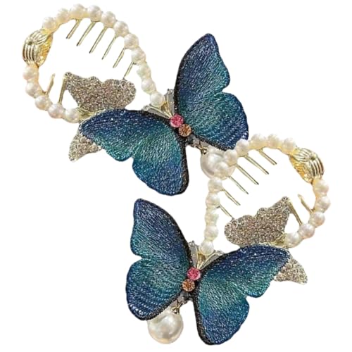 FOMIYES 2 Stück Schmetterling Haarklammern mit Strass und Perlen Stylische Ponytail Clips und Haarklammer für Damen Vielseitige Haarbänder für Dutt und Pferdeschwanz Geeignet für von FOMIYES