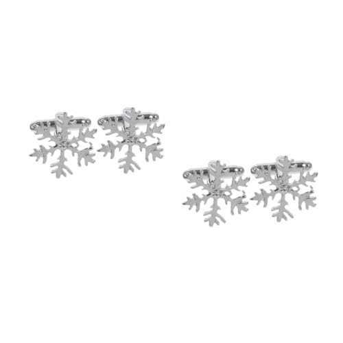 FOMIYES 2 Stück Schneeflocken Manschettenknöpfe Kupfer Silber Einzigartige Schmuck Dekoration für Hemd und Anzug Edle Accessoires für Hochzeit Geburtstagsparty Unisex Eleganter Stil von FOMIYES