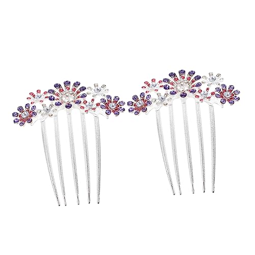 FOMIYES 2 Stk Blumenhaarspangen Für Frauen Haarschmuck Für Die Brautjungfer Silberne Haarspangen Dekorative Haarspangen Für Damen Brautjungfer Haarspange A009 Haarteil Violett Diamant von FOMIYES