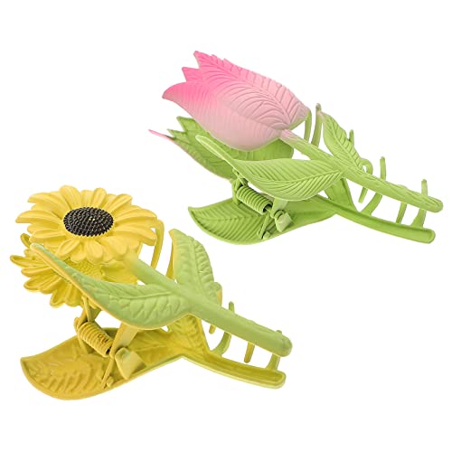 FOMIYES 2stücke Blumen Haarklammer Satz Rutschfeste Haarspangen Für Frauen Metall Haarklammern Für Langes Und Dünnes Haar Sonnenblume Tulpe Design Für Reisen Büro Und Freizeit von FOMIYES