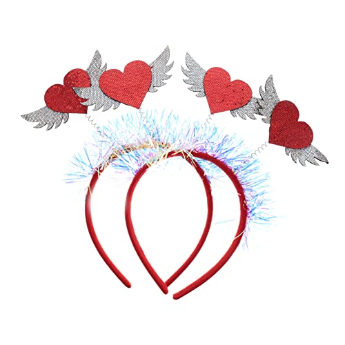 FOMIYES 2st Stirnband Pailletten Rotes Herz Haarschmuck Glitzer-herz-kopf-bopper Weihnachts-haarschmuck Kronen Für Kinder Valentinstag-foto-requisite Fräulein Blitz Latte-kunst Schmücken von FOMIYES