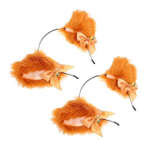FOMIYES 2 Stück Stirnband mit Katzenohren Mädchen Haarband Ohr Kopfbedeckung Haarschmuck für Plüschpelzohrkopfbedeckung Halloween Bell Hair Festival-Party-Kopfbedeckung Stoff von FOMIYES