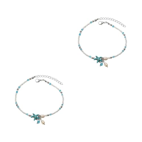 FOMIYES 2 Stück Strand Fußkettchen mit Muscheln Perlen Verstellbar Handgefertigt Eleganter Schmuck für Damen für Strand Besondere Anlässe von FOMIYES