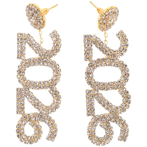 FOMIYES 2 Stück Strass-Ohrhänger: Festliche Ohrhänger für Damen – funkelnder Neujahrsschmuck – nummeriertes 2026-Anhänger-Accessoire für Partys von FOMIYES