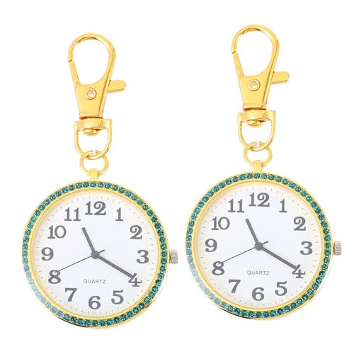 FOMIYES 2stücke Taschenuhr Schlüsselanhänger Clip Taschenuhr Schlüsselbund Strass Verziert Unisex von FOMIYES