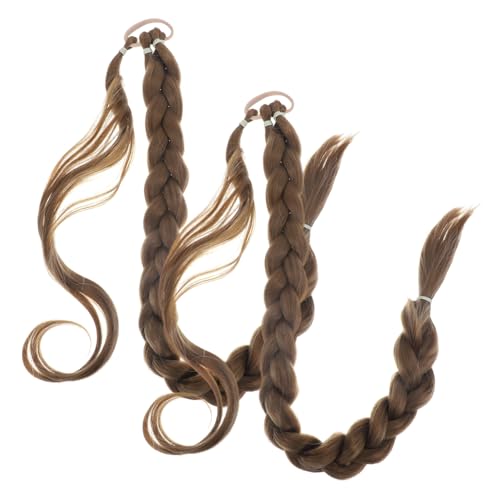 FOMIYES 2 Stück Synthetische Geflochtene Pferdeschwanz Haarverlängerung Wrap Around Design Hitzebeständig Nahtloser Look Modische Lange Zöpfe für Damen und Mädchen von FOMIYES